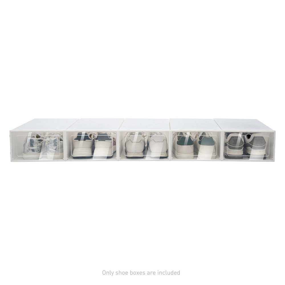 20-Pack Plastic Stackable Shoe Box Set Clear Foldable Shoe Storage Container