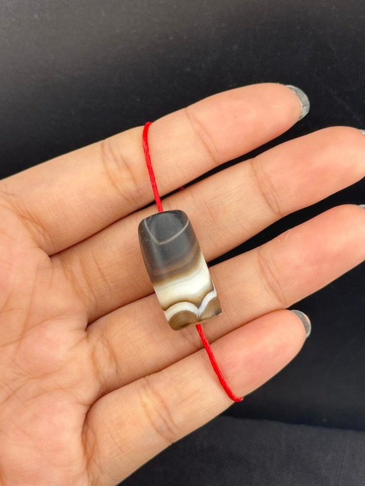 Authentic Ancient Large Banded Agate Stone Dzi Bead in Good Condition