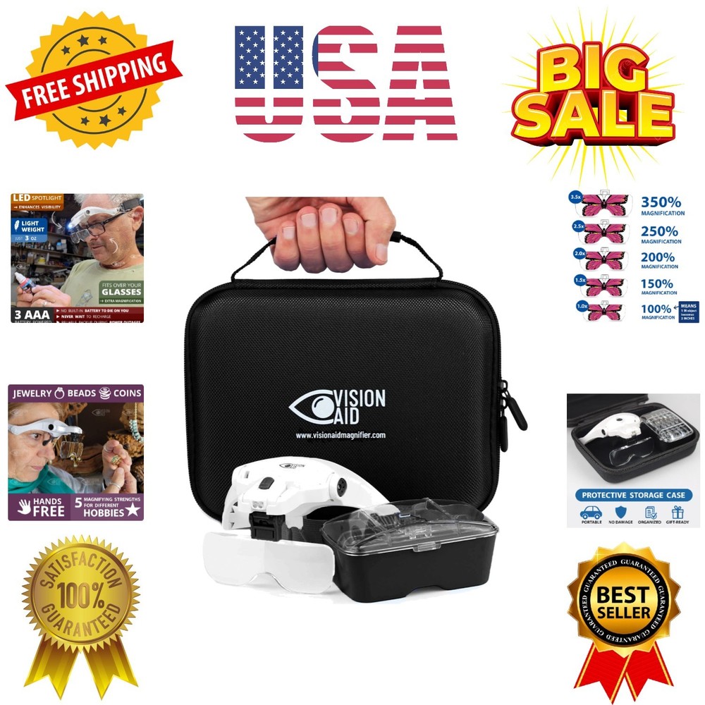 Magnifying Glasses with Light for Close Work, Illuminated Hands Free Headband...