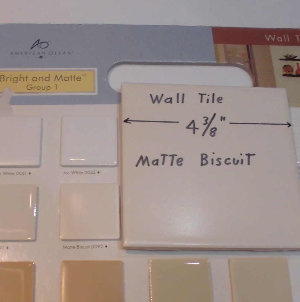 1 pc. Matte Ceramic Wall Tile *Biscuit Color* 4-3/8" X 1/4" thick, off-white,