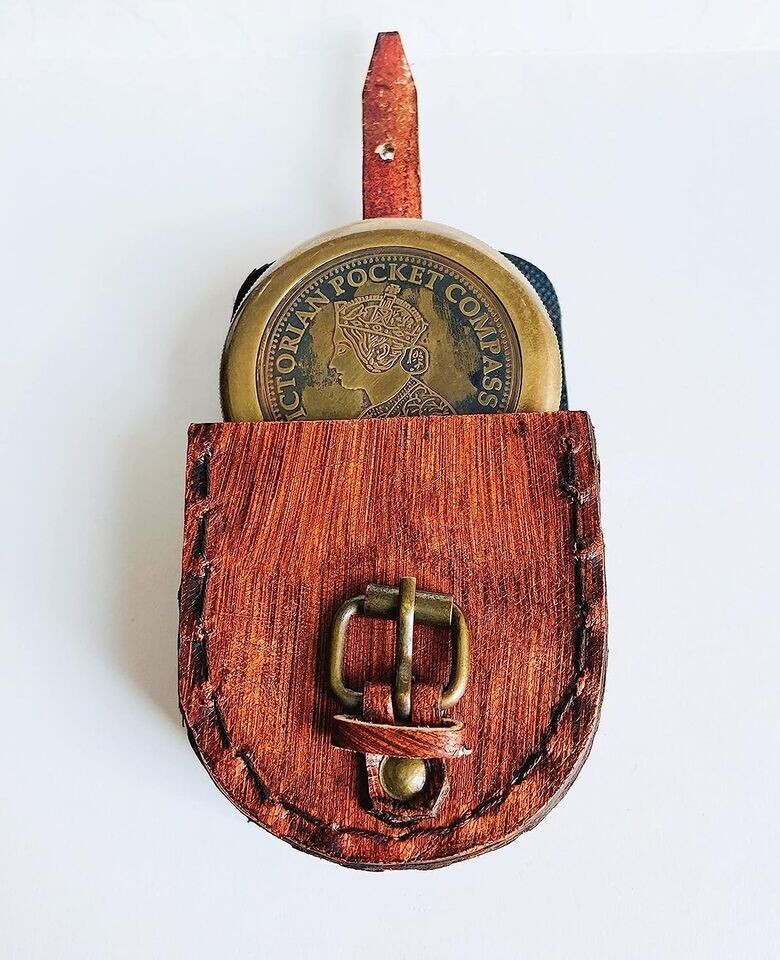 Brass Nautical Tool Case 2 Brass Vintage Engraved Victorian Pocket Compass
