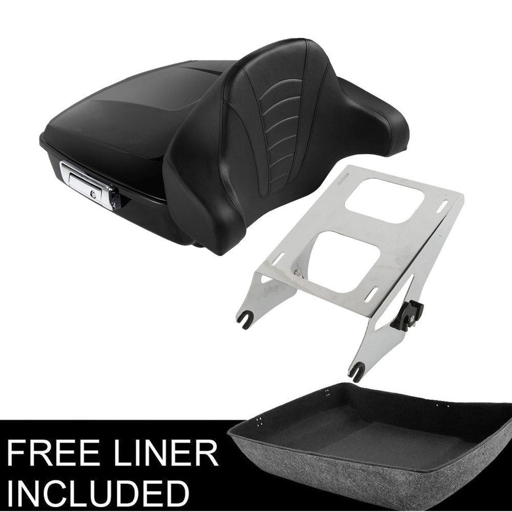 Chopped Pack Trunk & Backrest Mount Rack Fit For Harley Touring 14-25
