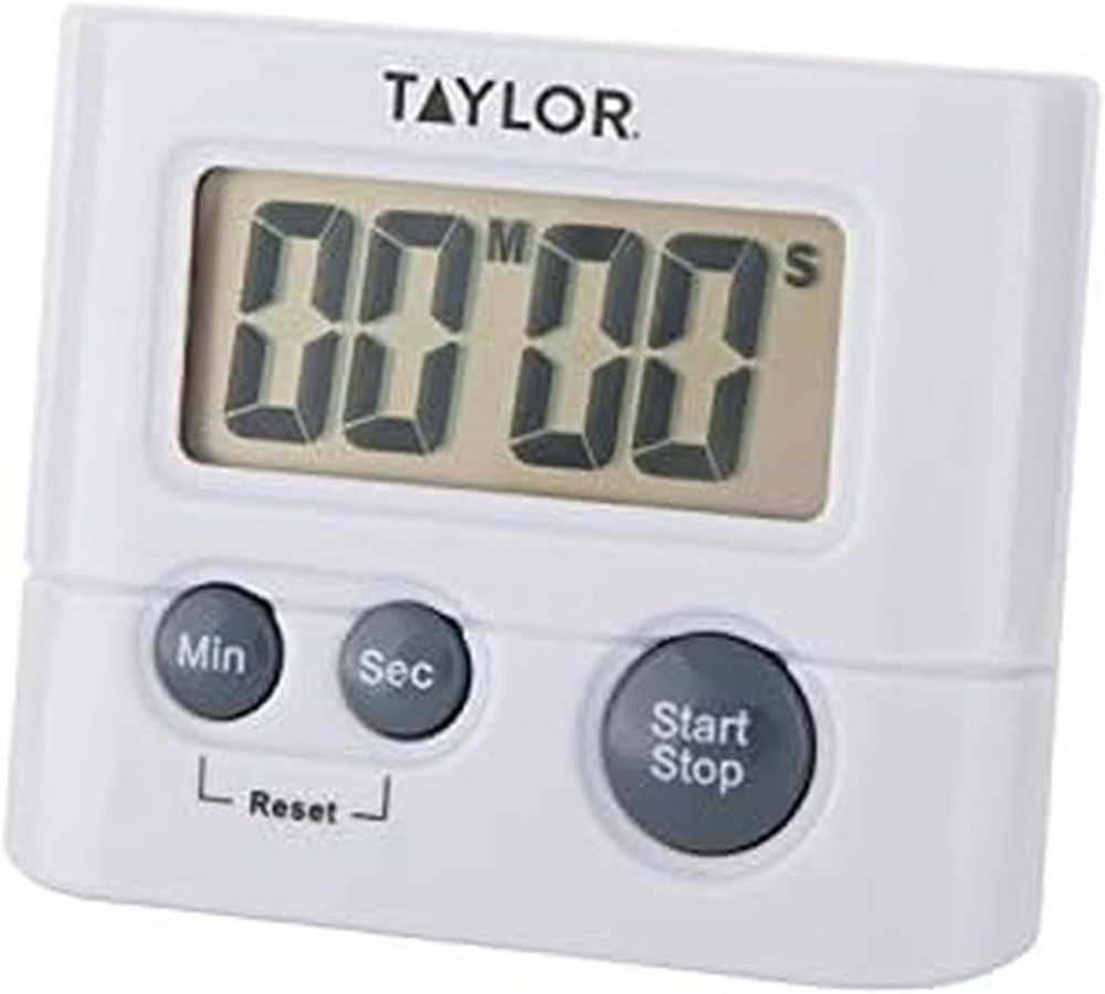 Taylor Digital Timer with 99 Minute 59 Second Display, Easy to Use, White Compac