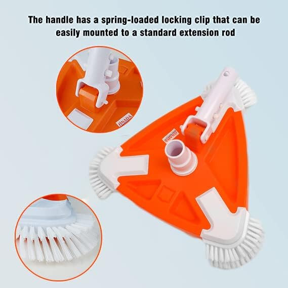 SINADA Pool Special Vacuum Head Triangle with Side Brush Universal Rotatable Hos