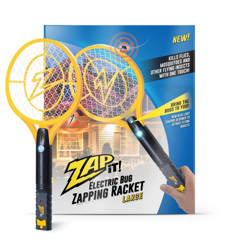 ZAP IT! Bug Zapper Rechargeable Bug Zapper Racket W/ Blue Light Attractant, 4...