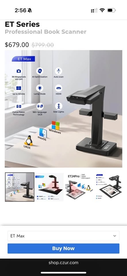 Czure et 26 (max) professional book and document scanner