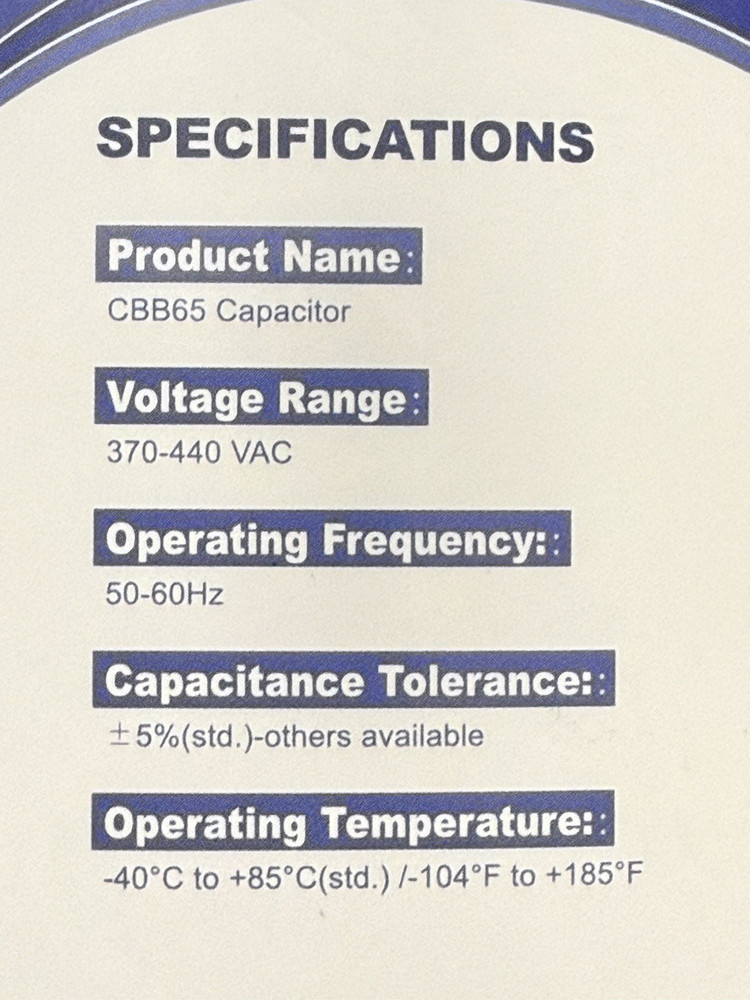 FIERRE SHANN New Air Conditioner Capacitor CBB65