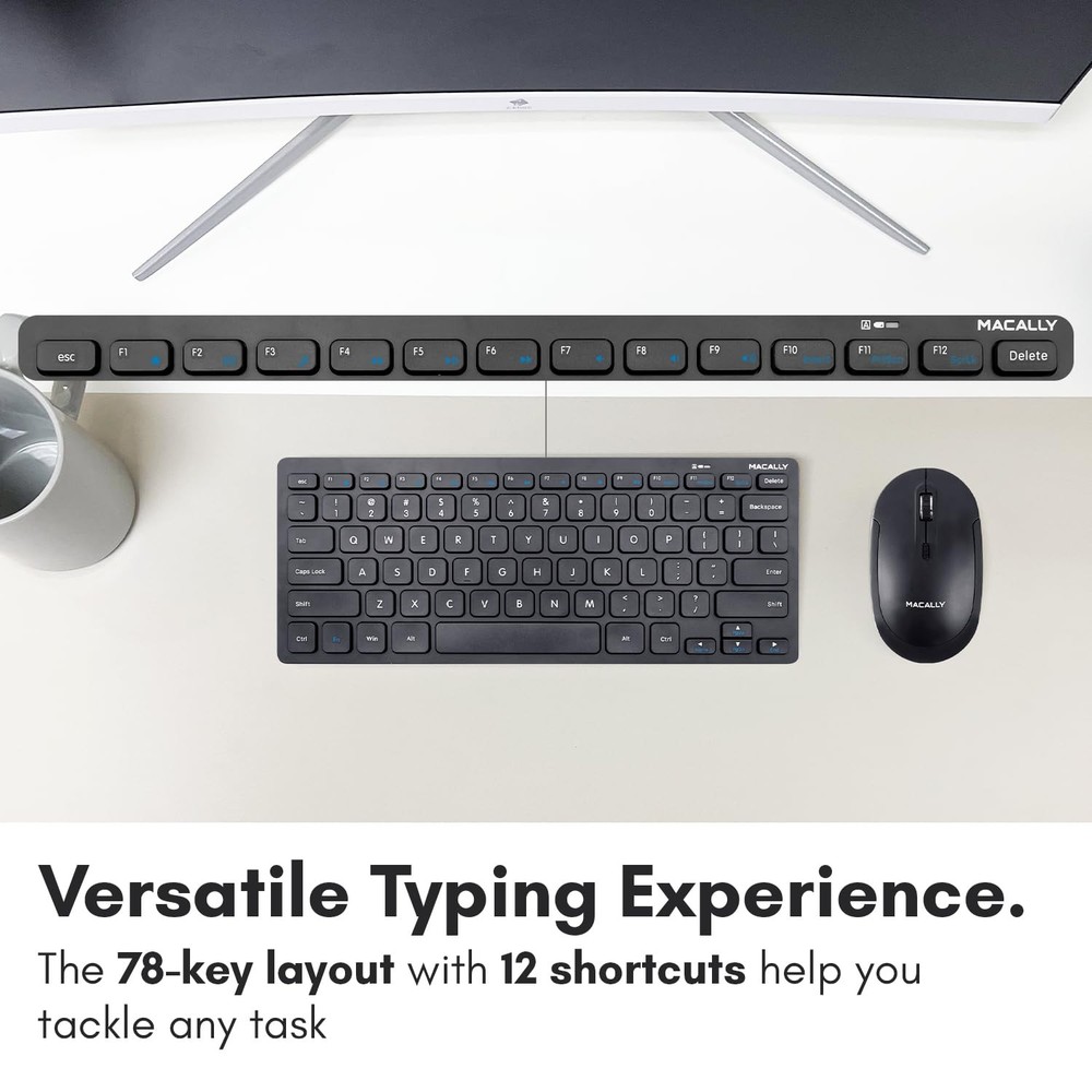 Macally Small Wireless Keyboard and Mouse Combo - an Essential Work Duo - 2.4G