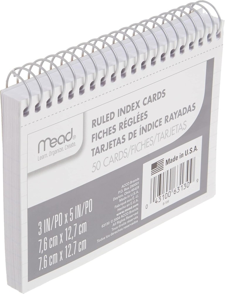 Efficient 3" x 5" Perforated Index Cards - 50 Pack, Perfect for School & Work