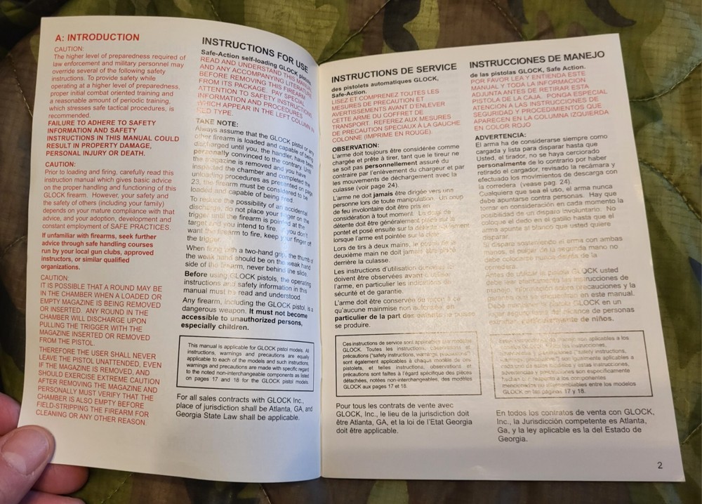 Glock Generic Owners Instruction Manual Rev. 11/06 EXC COND