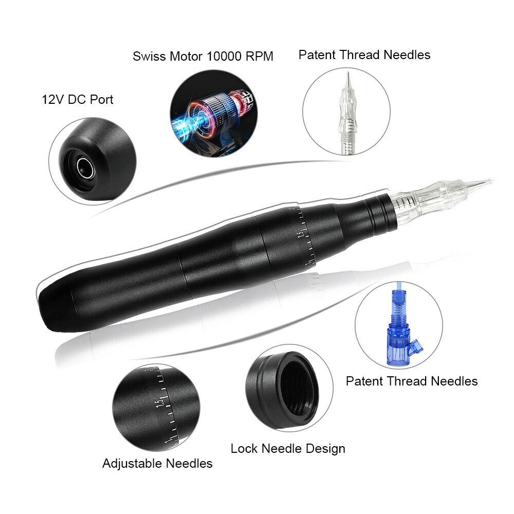 Permanent Makeup Machine Tattoo Machine Pen Kits For Eyebrow With 10Pcs Needles