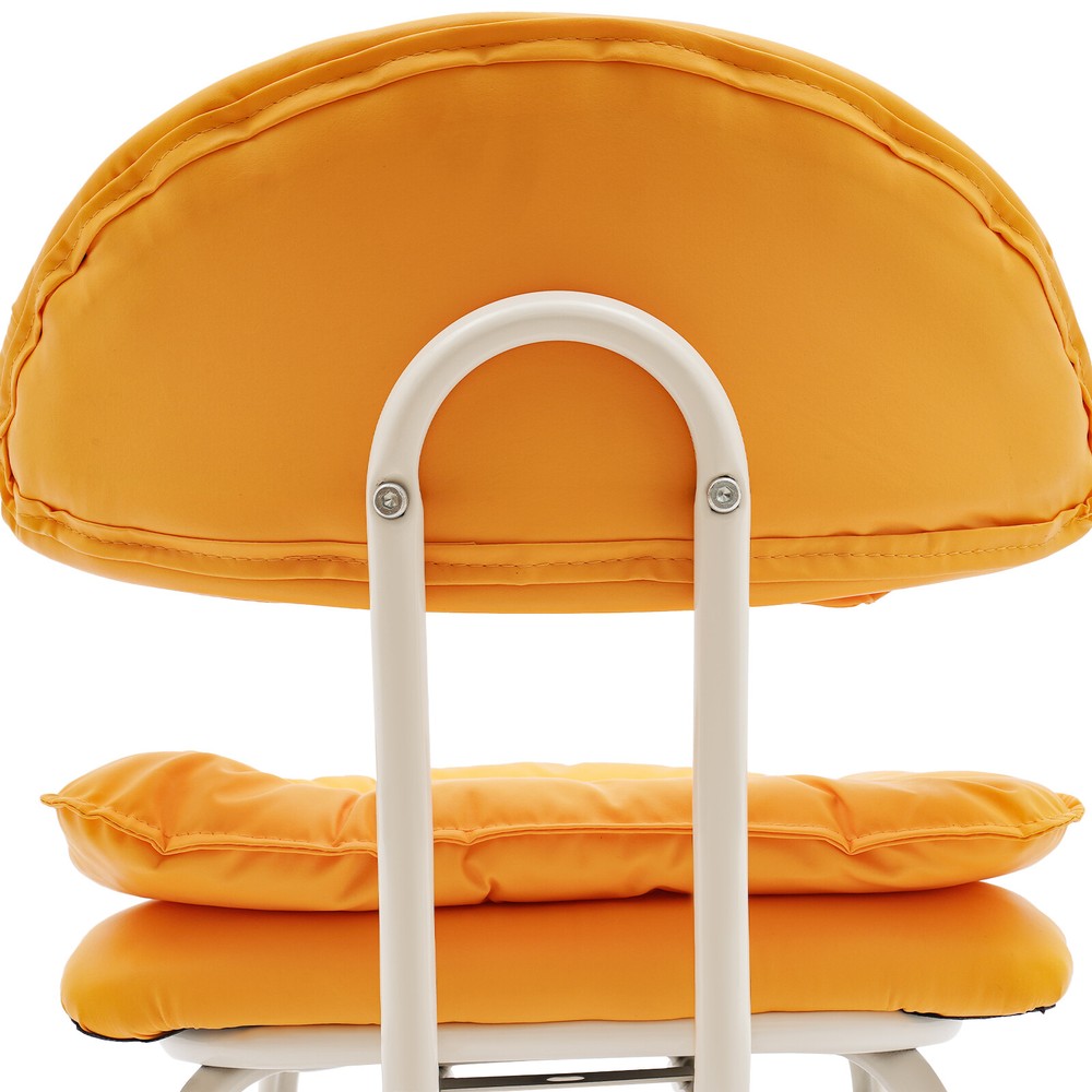 Orange Rolling Stool with Back Rest Heavy Duty Rolling Stool Roller Chair