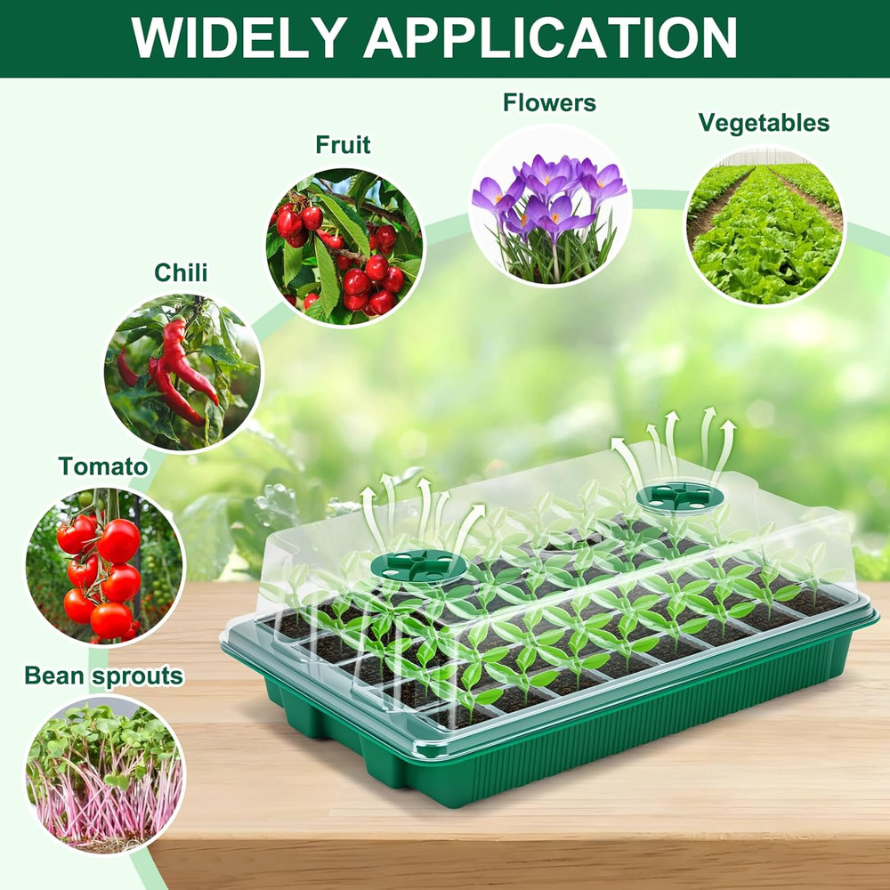 5 Pack Seed Starter Tray Seed Starter Kit (200 Cells Total Tray) with Adjustable