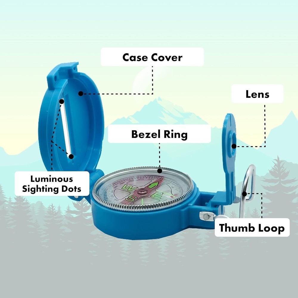 2-Pack Lensatic Compasses Hiking Backpacking Orienteering Compass Navigation ...