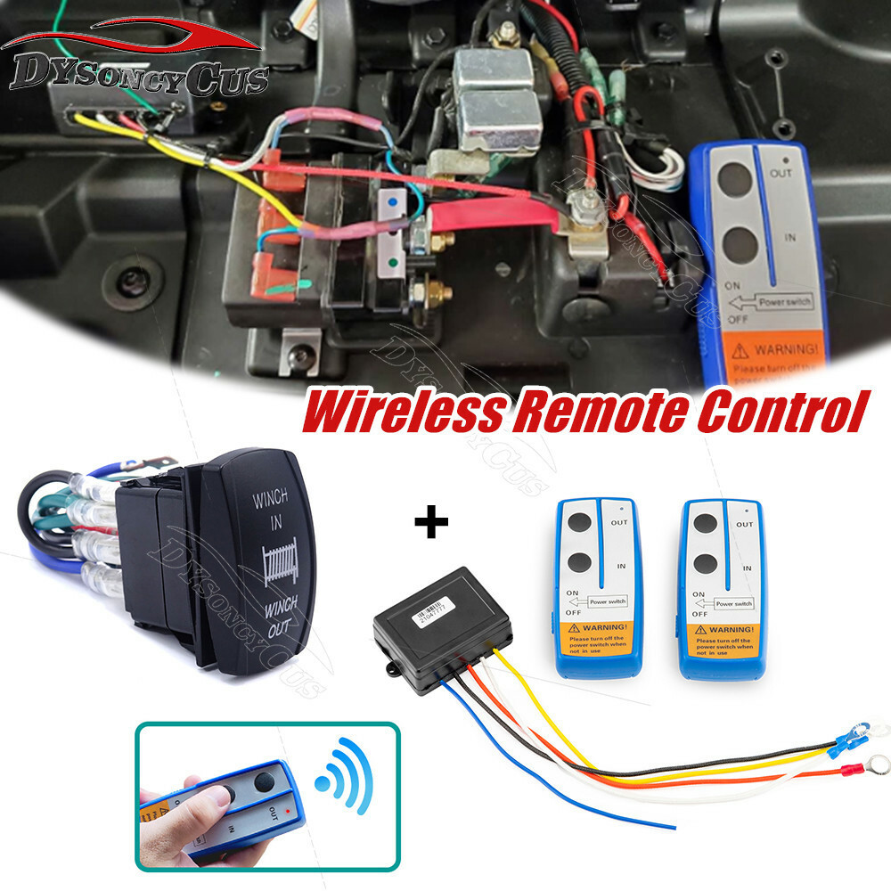 Wireless Winch Remote Control Kit 12V Receiver 100ft Twin Switch Handset UTV ATV