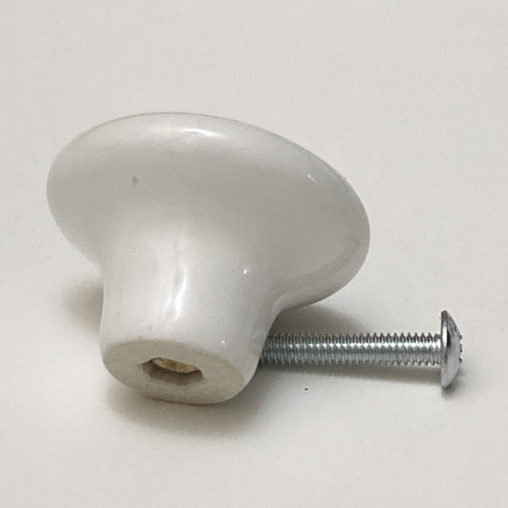 6 Pieces WHITE PORCELAIN Classic Cabinet Door Drawer Pulls Knobs 1.5" ROUND