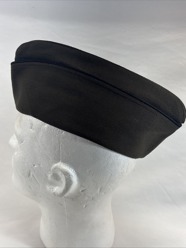 US Army Cap, Garrison, Wool, Elastique, Dark OD With ROTC Braid Dated 11/18/1942