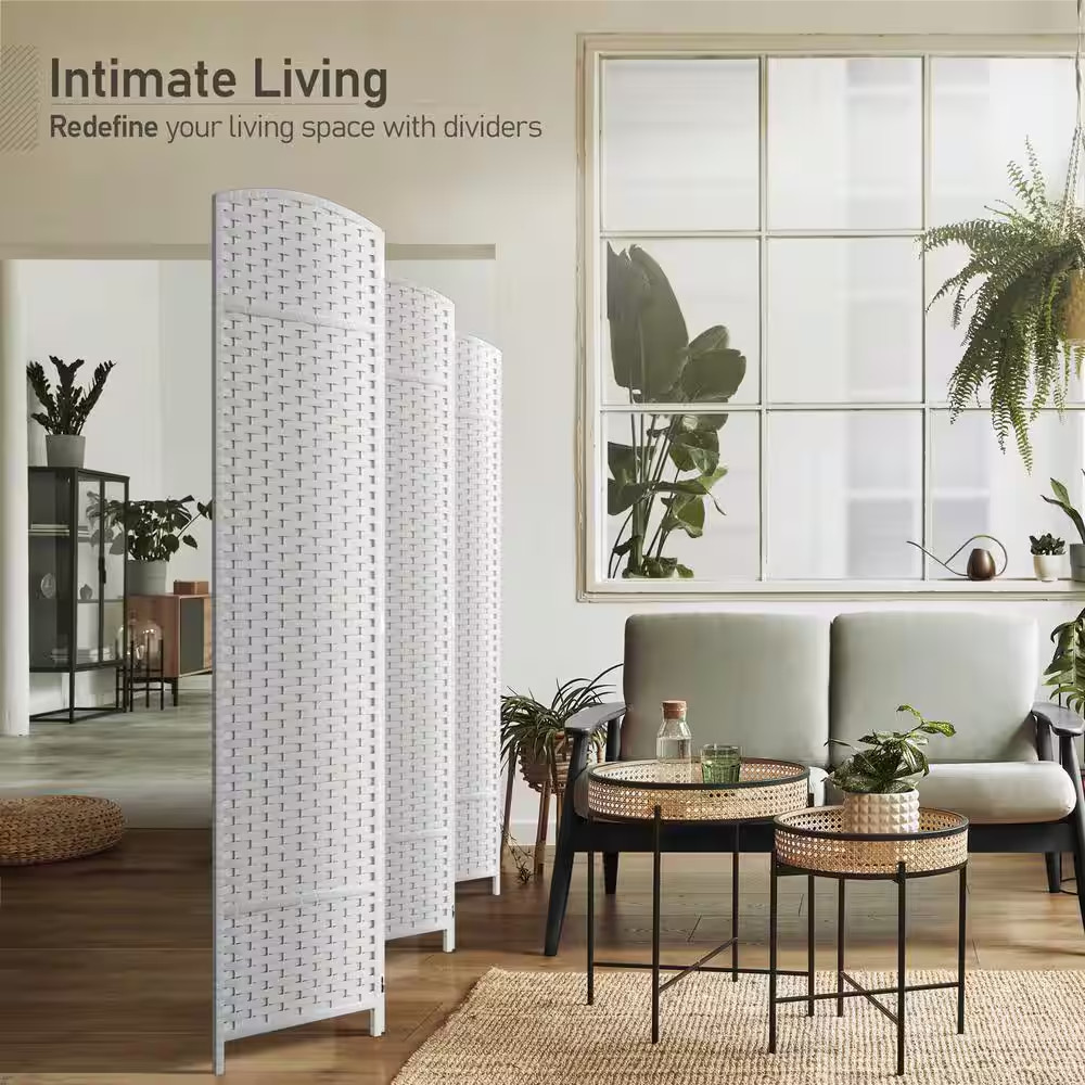 6-Panel Room Divider 6 Ft. Tall, Extra Wide Double Hinged Privacy Screen Panels,