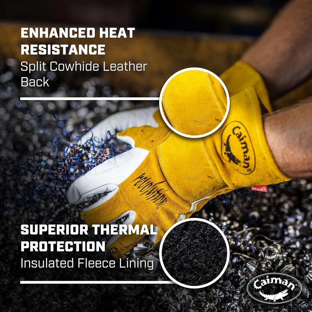 Goat Grain TIG/Multi-Task Welding Gloves, Split Cowhide Back, 4-Inch Extended...