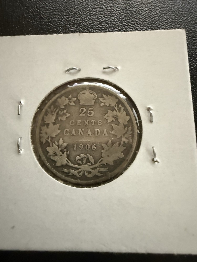 1906 Canada 25 Cent Coin .925 Silver Coin