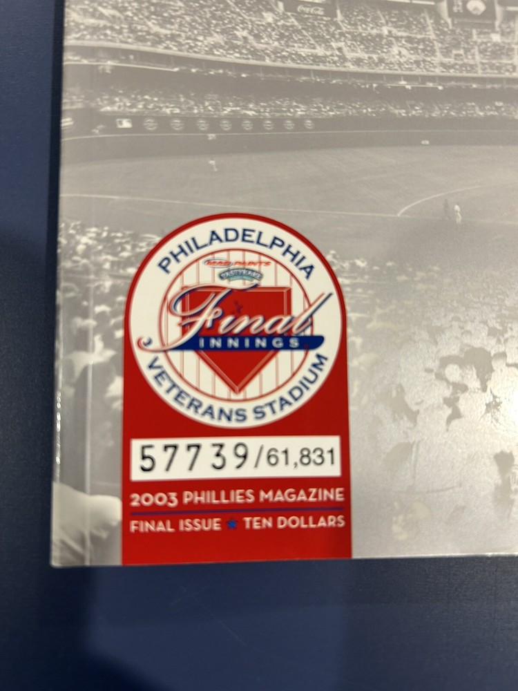 Philadelphia Phillies Final Game / Innings Program Veterans Stadium Ticket Stub