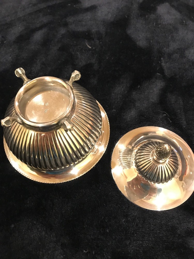 Antique 800 Silver Bowl With Lid