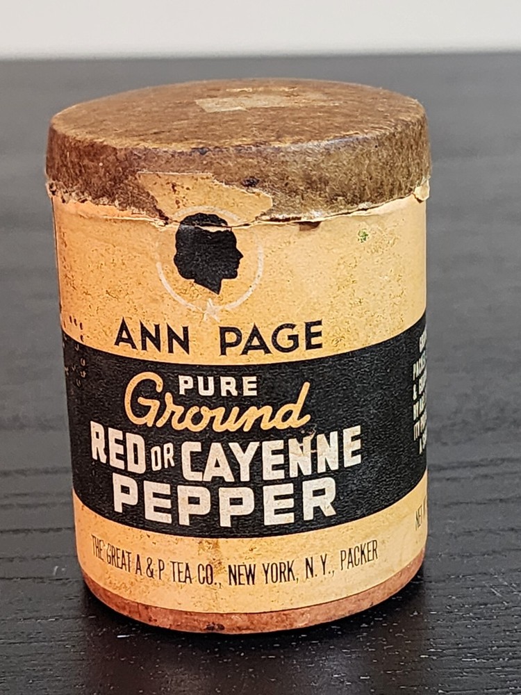 Vtg Paper Spice Tin ANN PAGE RED OR CAYENNE PEPPER Open Empty 2 OZ