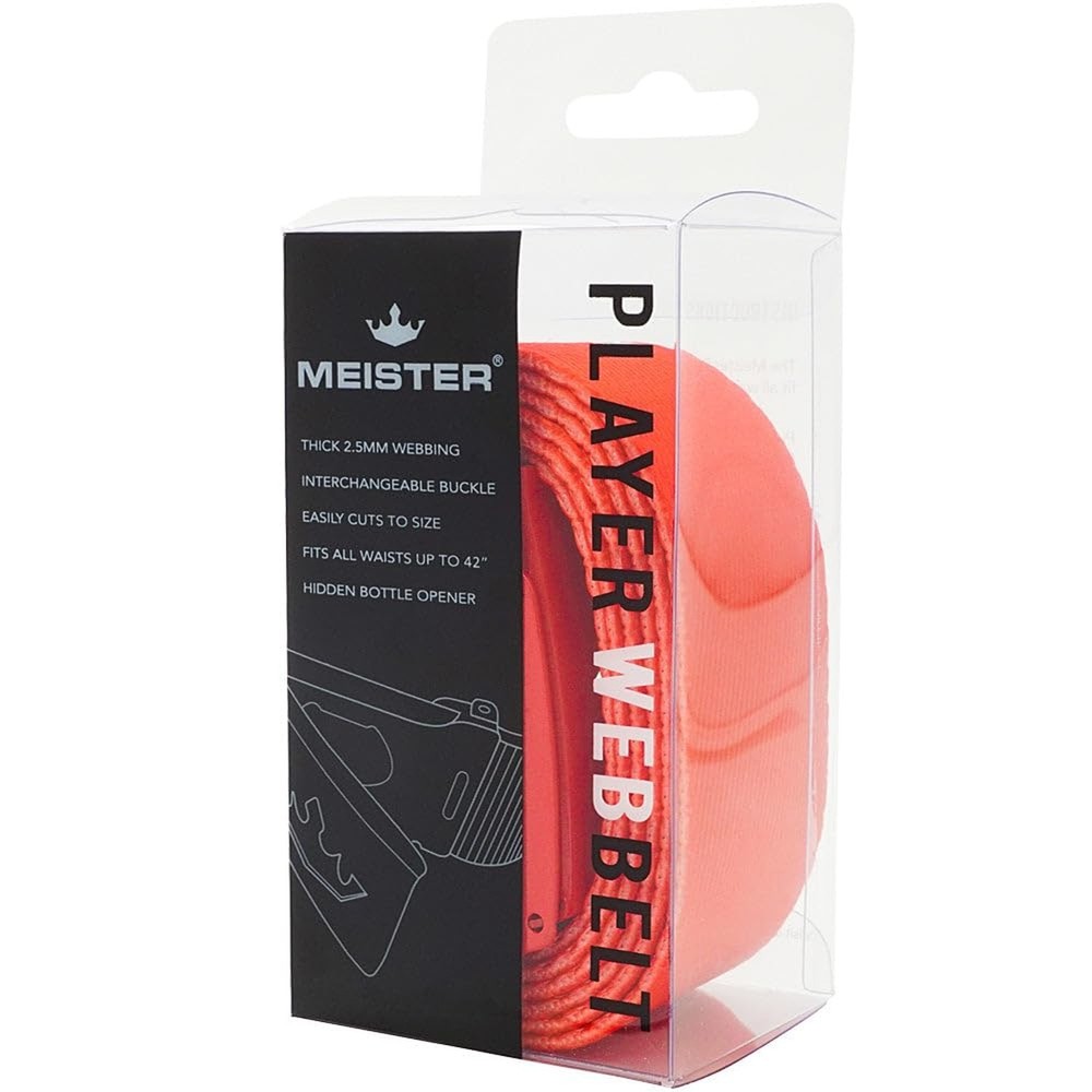 Meister Player Golf Web Belt - Adjustable & Reversible Team Red