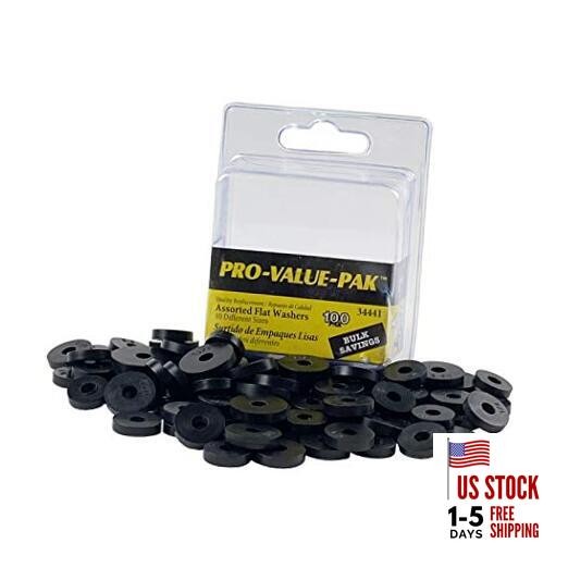 Assorted Flat Washer PRO Set, Black, 100-Piece (34441)