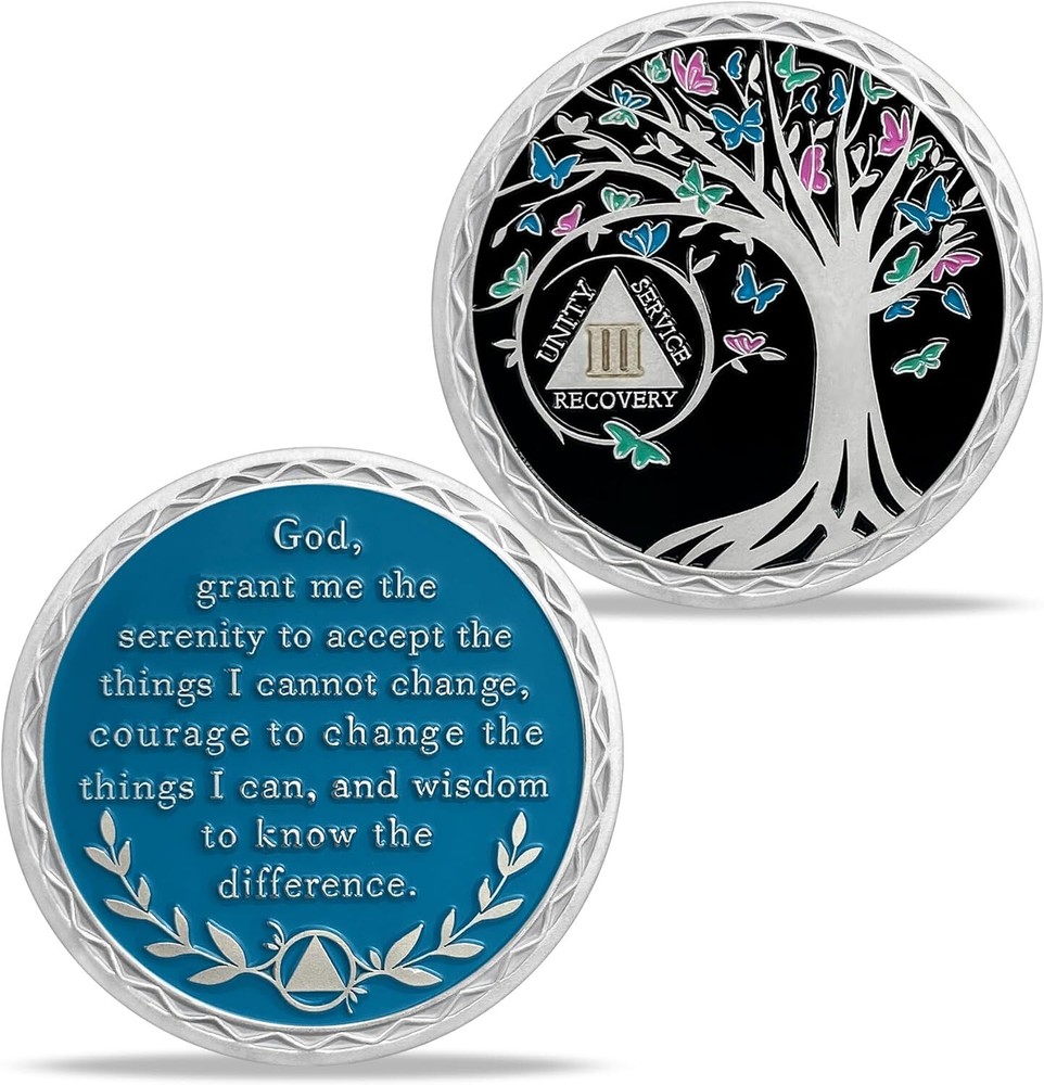 3 Year Sobriety Coin, AA Chips Medallion Alcoholics Anonymous Three Years Sober