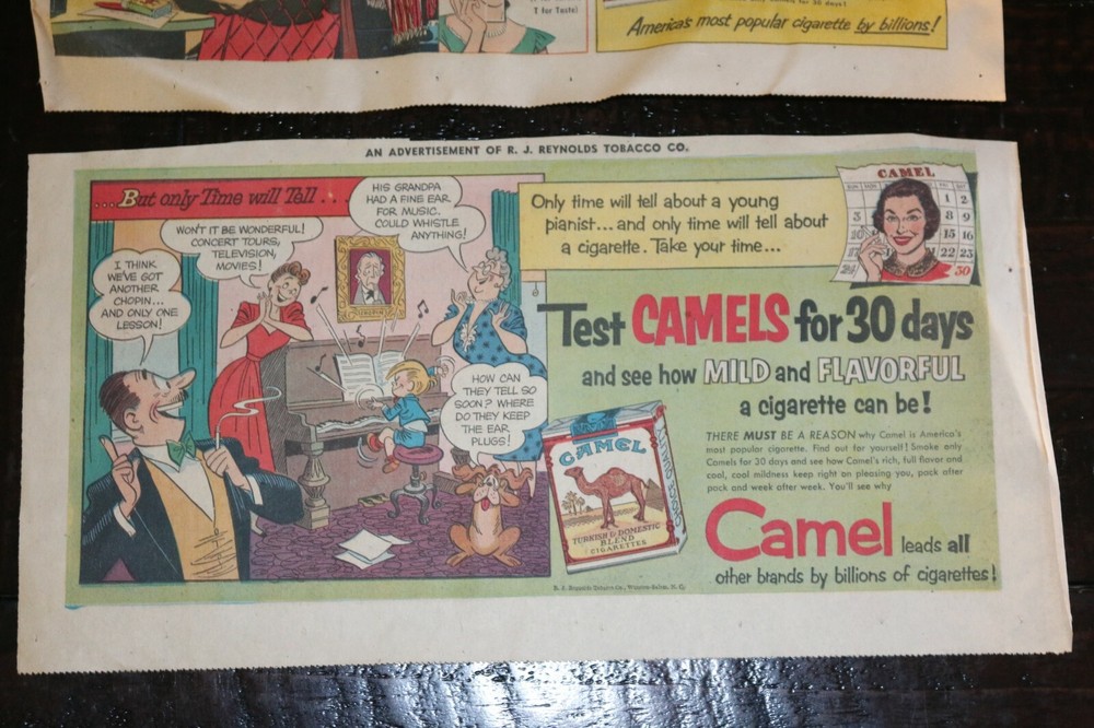 1950's Camel Cigarette comic advertisement 7"x15" (third page) YOU PICK FROM 7