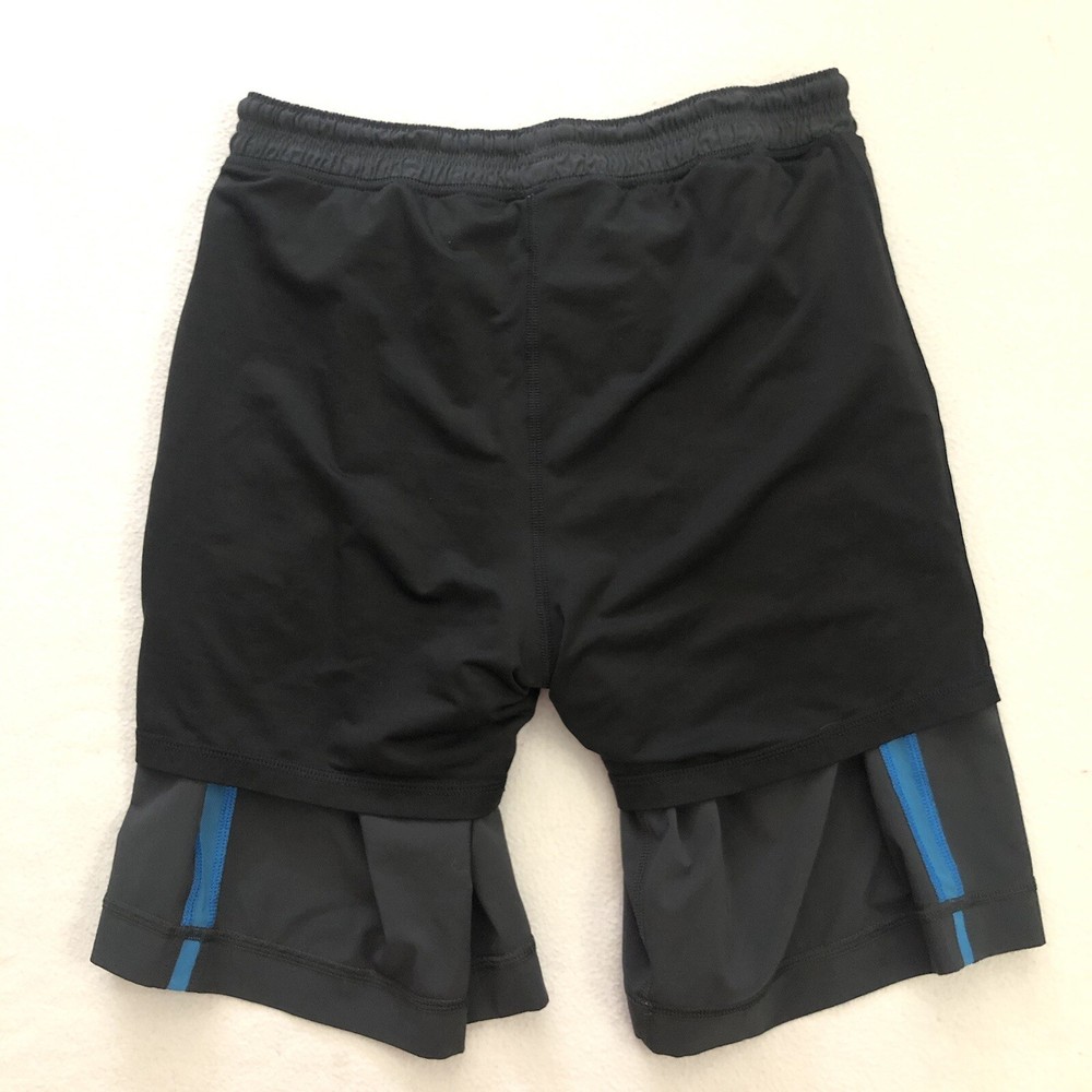 Lululemon Men Black Blue Lined Drawstring 9” Liner Pace Breaker Workout Short S