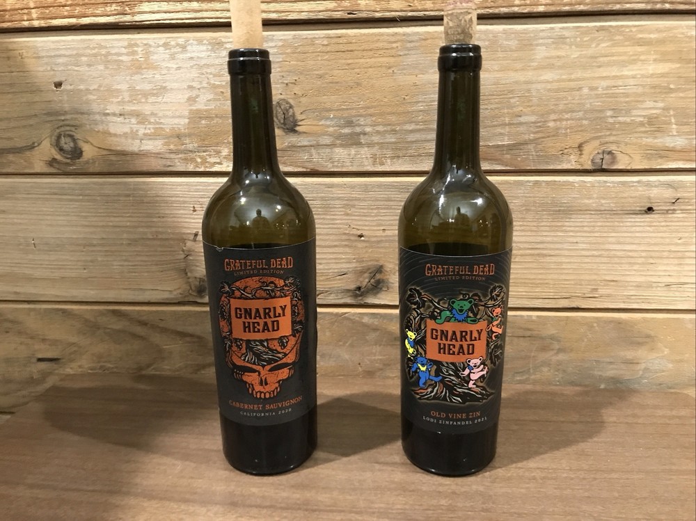 Grateful Dead Limited Edition Wine Bottles (2 empty) Gnarly Head Vineyard