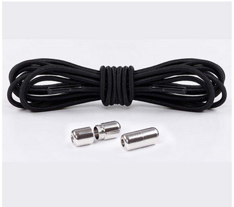 1Pair Shoelaces Elastic Screw Locking Shoe String No Tie BLACK Colour