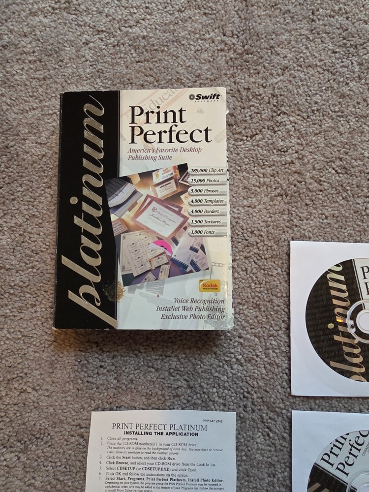 Print Perfect Platinum Swift Software Desktop Publishing 8 Discs Open Box