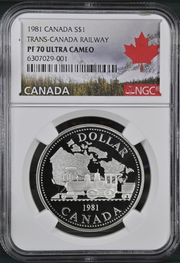TOP POP 1981 Canada Silver $1 Trans-Canada Railway Proof NGC PF70