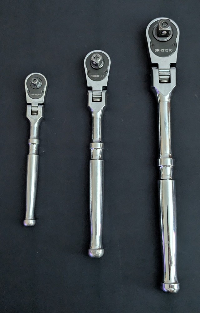 Tekton SRH92103 1/4, 3/8, 1/2" Drive Flex Head Ratchet Set, 3-PC