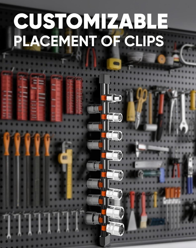 Heavy Duty 3PC ABS Socket Organizer - Holds 45 Sockets with Customizable Rails