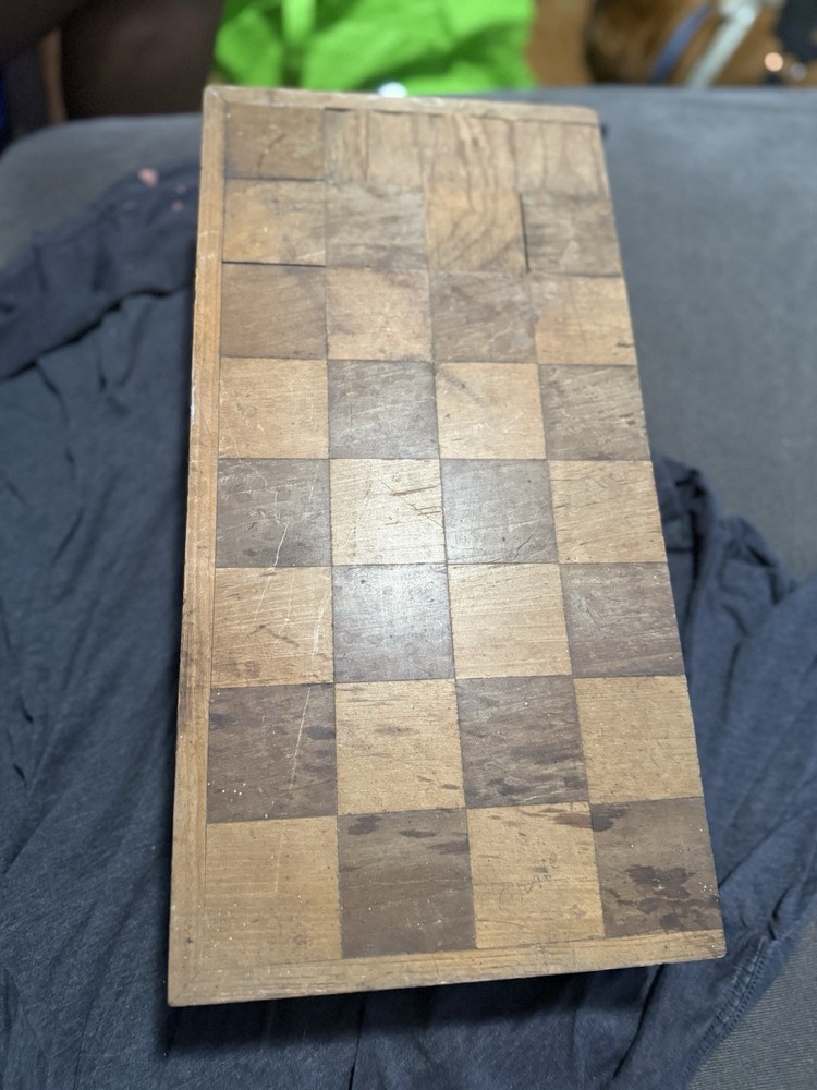 FOLDING Wooden Chess Chessboard (missing 1 Piece)
