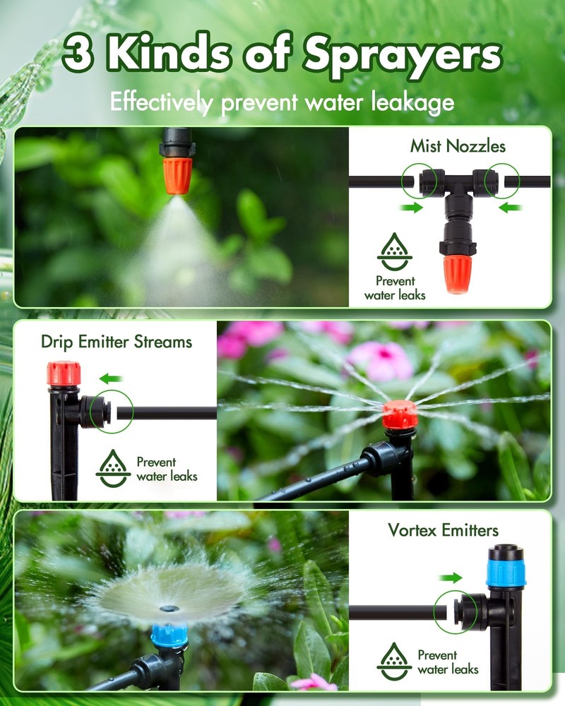 240FT Drip Irrigation System Kits - Automatic Garden Watering Sprinkler with ...
