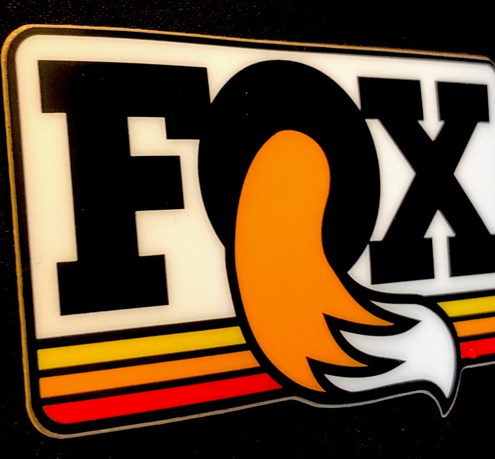 FOX RACING STICKER “THE FOX TAIL” 4“ X 2 1/2“ VERY THICK, DOUBLE GLOSSY!