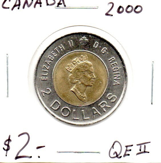 2000 Canada Knowledge 2 Two Dollar Toonie Queen Elizabeth II