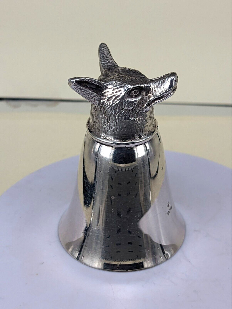 1993 Solid silver fox head stirrup cup by francis Howard