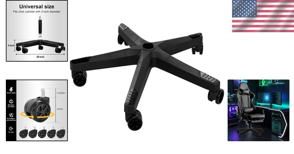 Gaming Chair Base Replacement Kit - 5 Casters Included