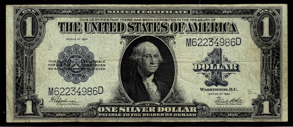 1923 $1 LARGE SIZE SILVER CERTIFICATE NOTE~ VERY FINE
