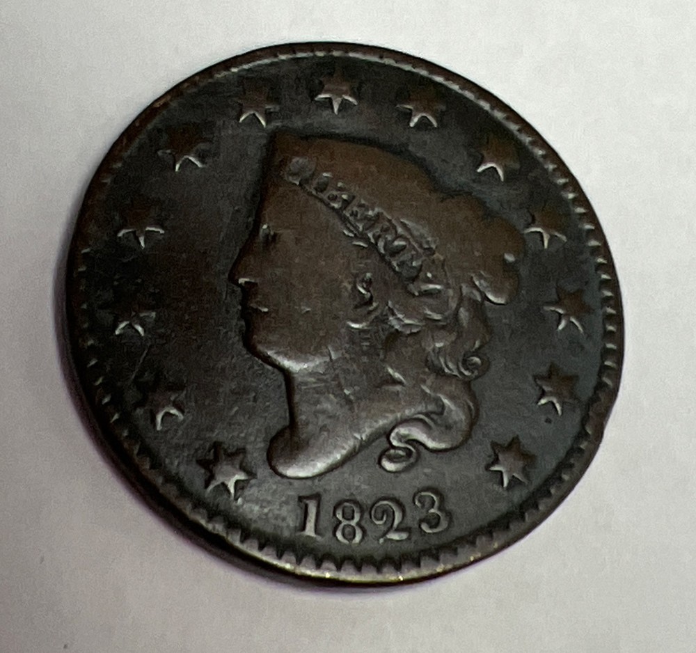 1823 Philadelphia Mint Copper Coronet Head Large Cent