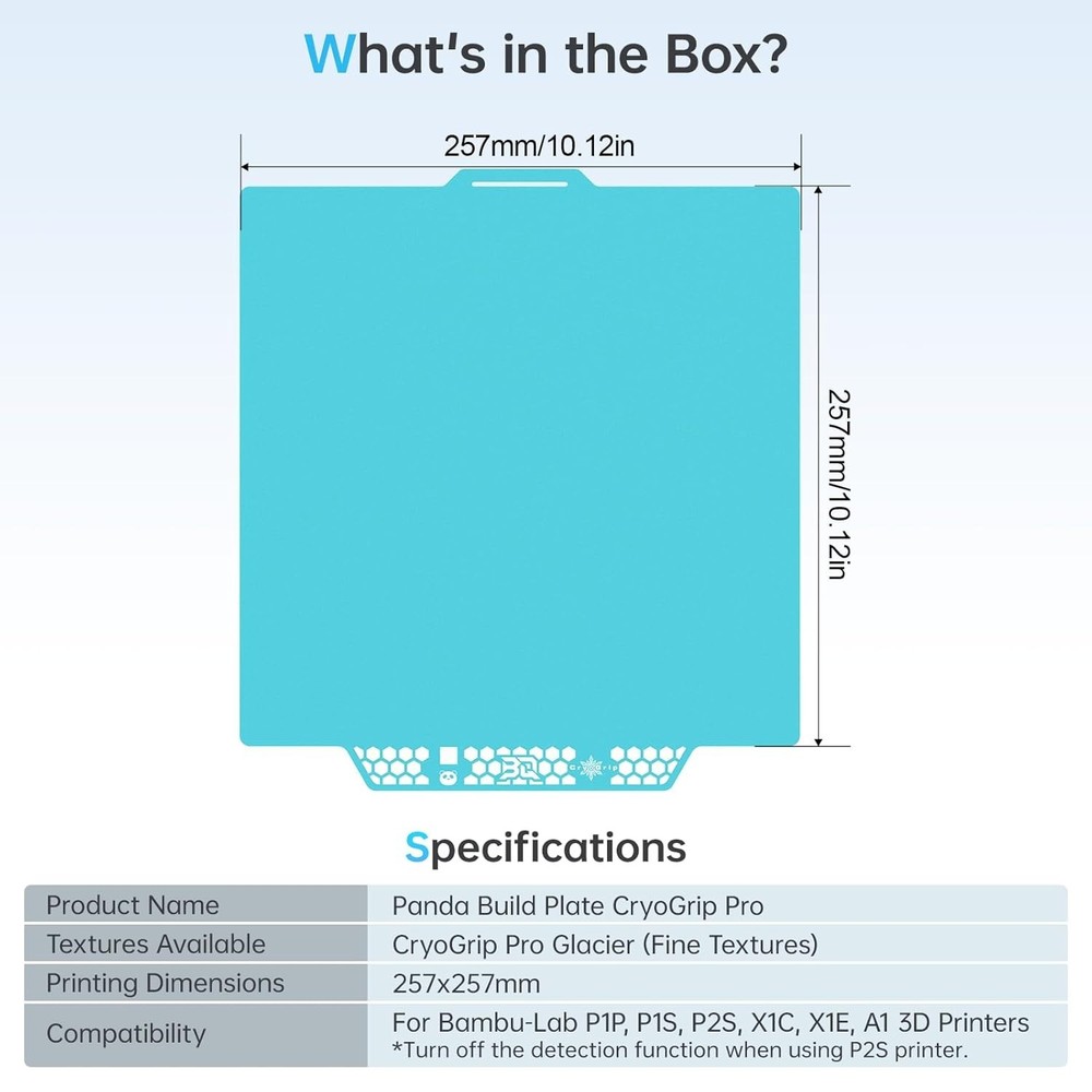 CryoGrip Pro Glacier 257mm Double-Sided Build Plate for Bambu-Lab Printers