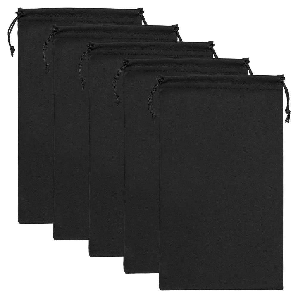 5Pcs Ski Goggle Bag Soft Microfiber Drawstring Pouch 15cmx25cm, Black