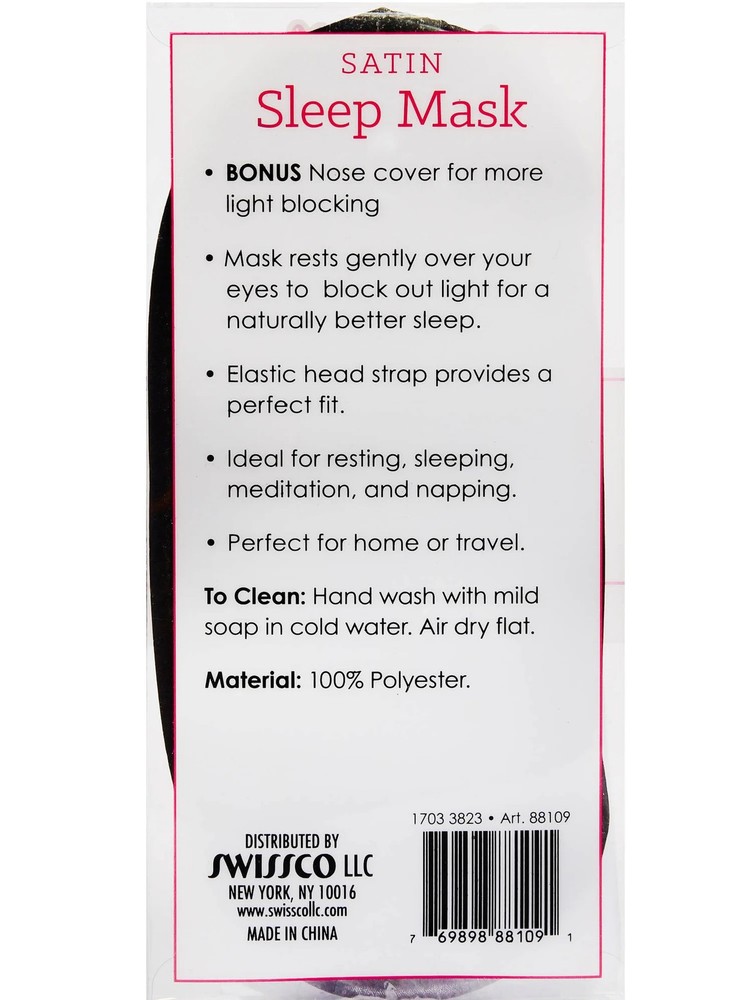 Spa Bella Satin Sleep Mask, Assorted Colors