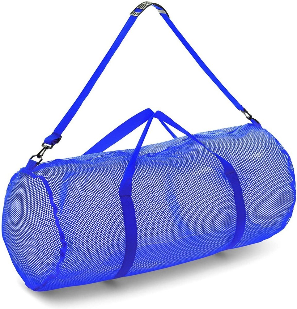 Champion Oversized Mesh Duffel Ball Bag with Shoulder Strap, 36"x15" - BLUE